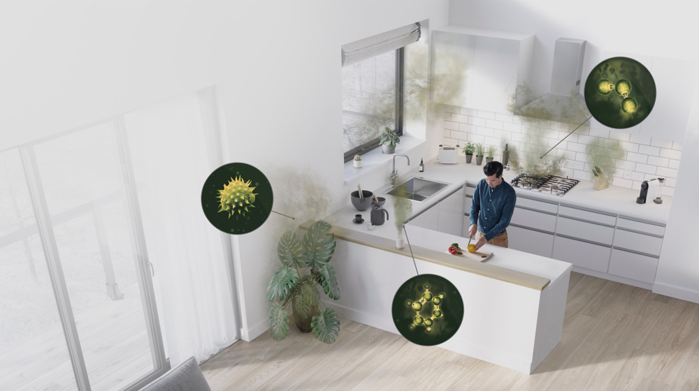Pollutant sources in a living space